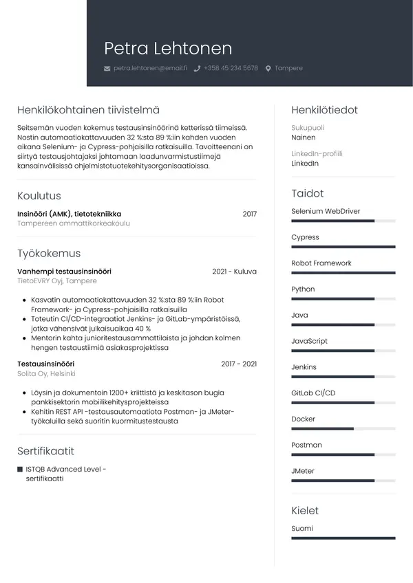 CV-pohja — Tyyli 1