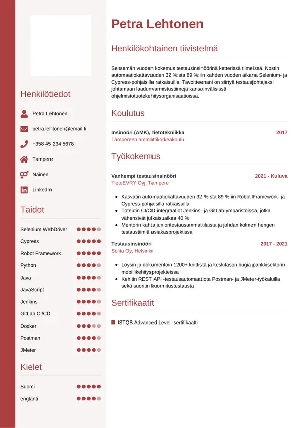 CV-pohja — Tyyli 10