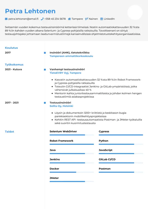 CV-pohja — Tyyli 2