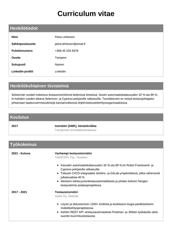 CV-pohja — Tyyli 7