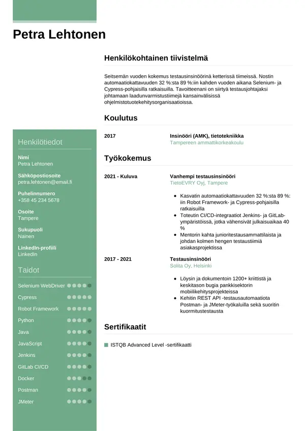 CV-pohja — Tyyli 8