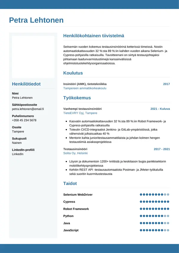 CV-pohja — Tyyli 9