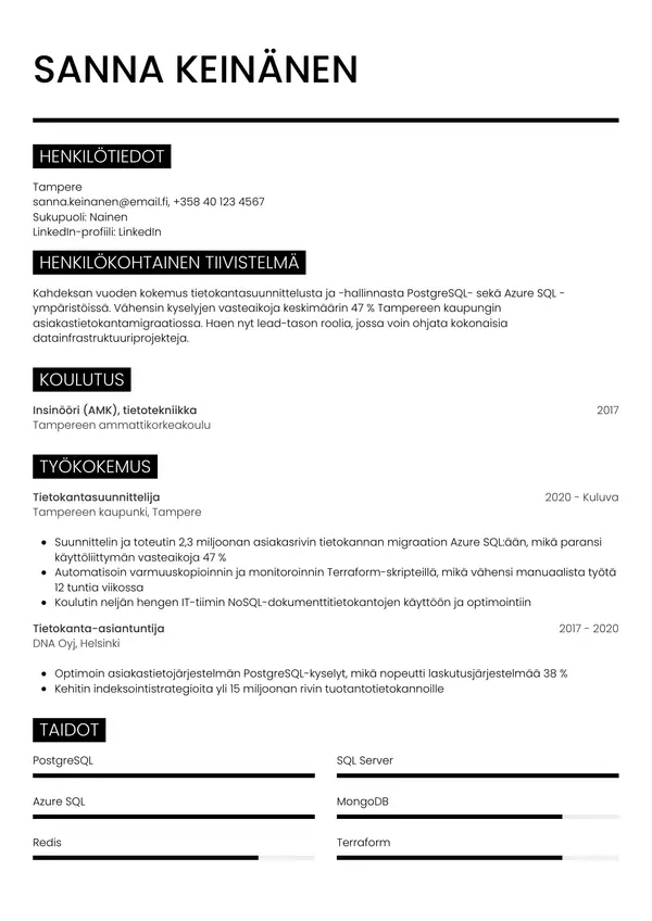 CV-pohja — Tyyli 11