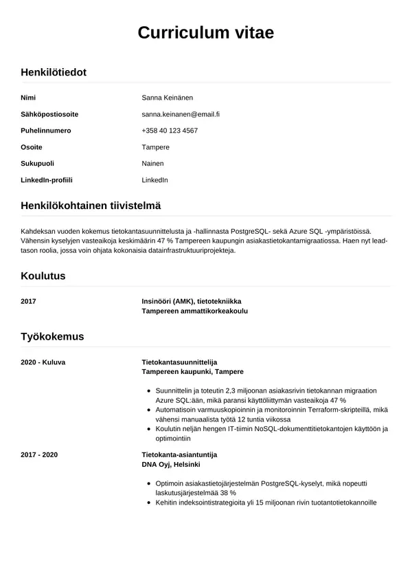 CV-pohja — Tyyli 12