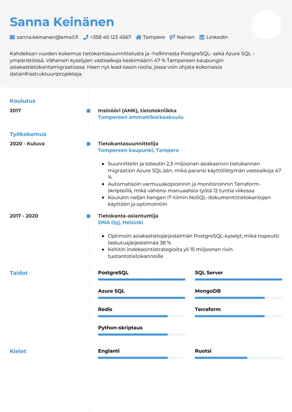 CV-pohja — Tyyli 2