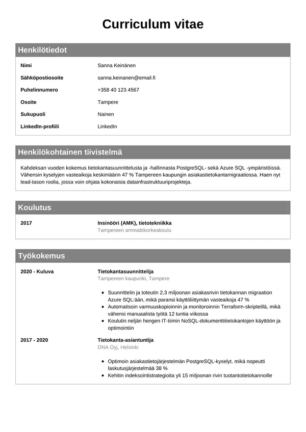 CV-pohja — Tyyli 7