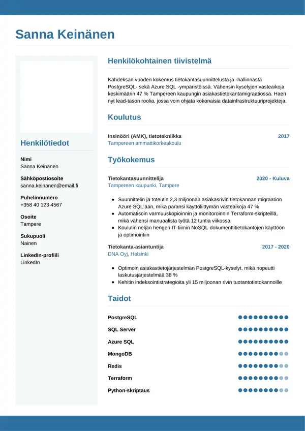 CV-pohja — Tyyli 9