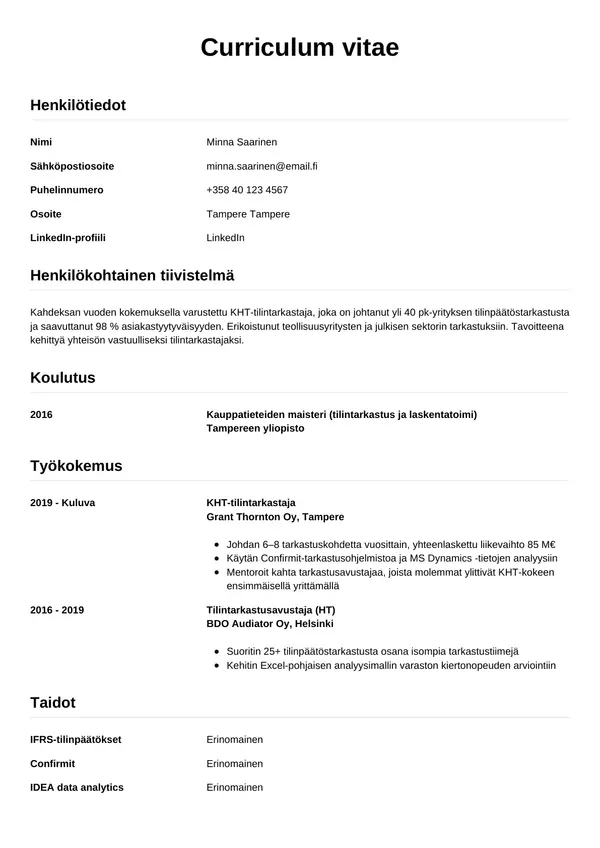 CV-pohja — Tyyli 12