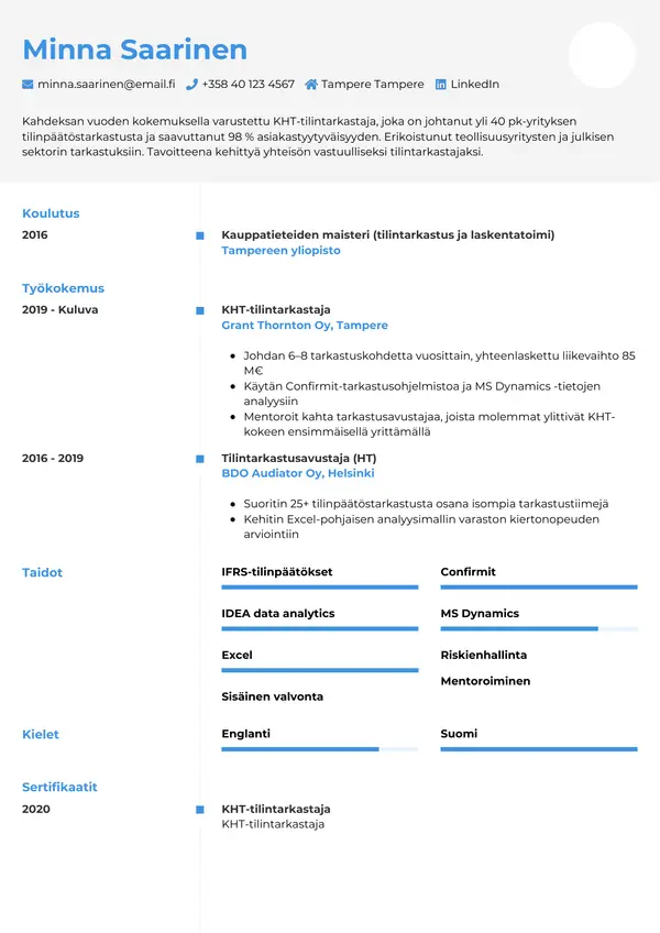 CV-pohja — Tyyli 2