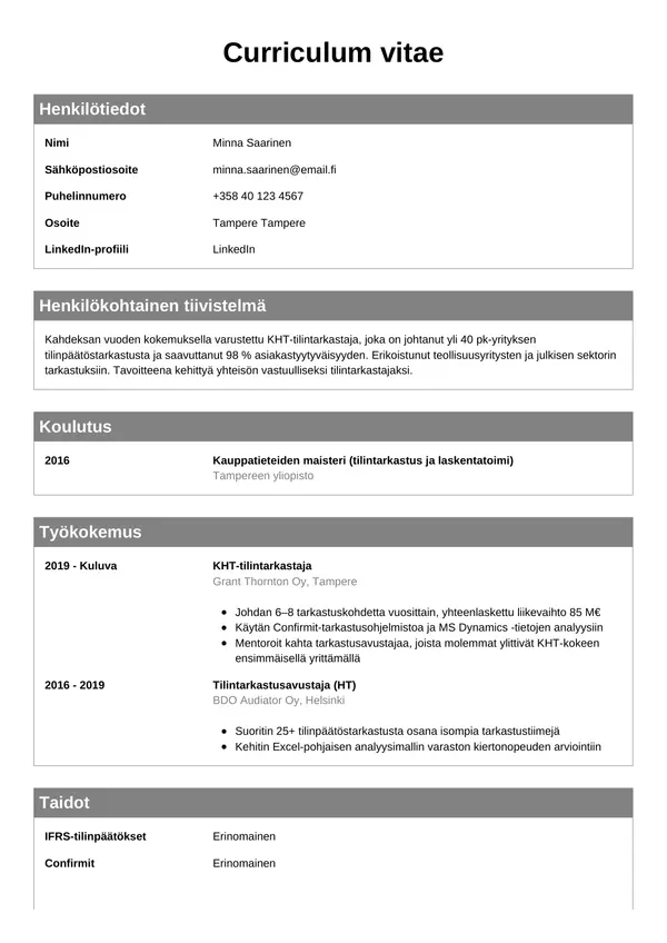 CV-pohja — Tyyli 7
