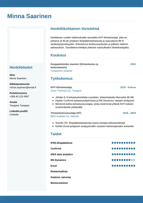 CV-pohja — Tyyli 9