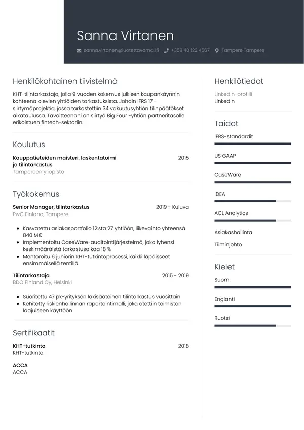 CV-pohja — Tyyli 1