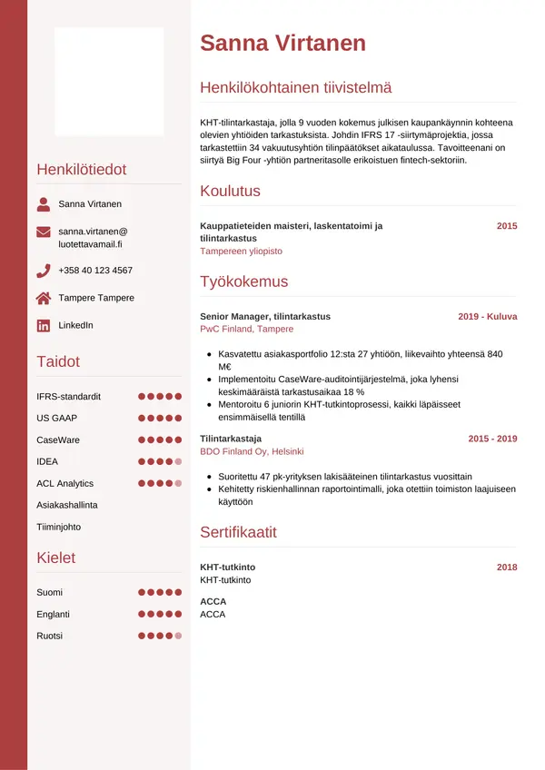 CV-pohja — Tyyli 10