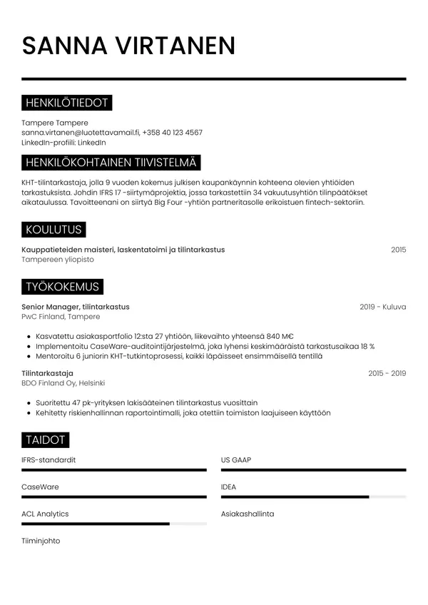 CV-pohja — Tyyli 11
