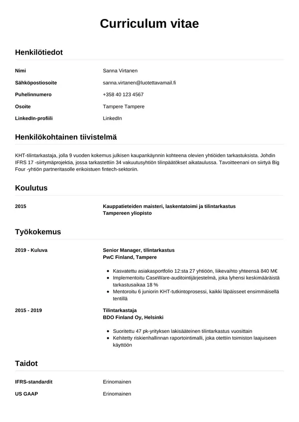CV-pohja — Tyyli 12