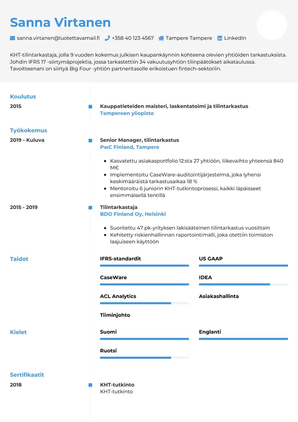 CV-pohja — Tyyli 2