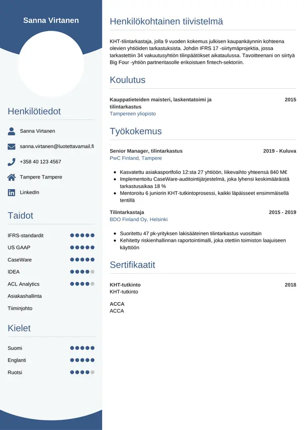 CV-pohja — Tyyli 4