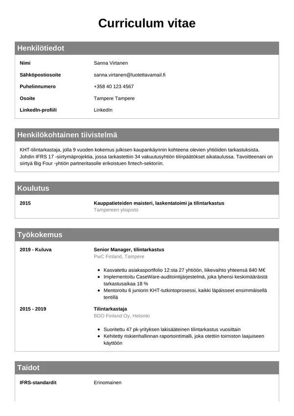 CV-pohja — Tyyli 7