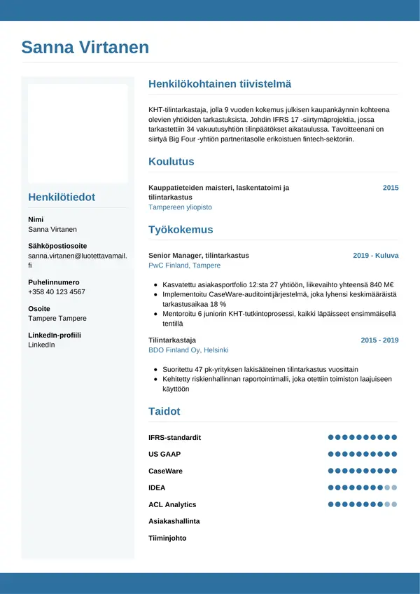 CV-pohja — Tyyli 9