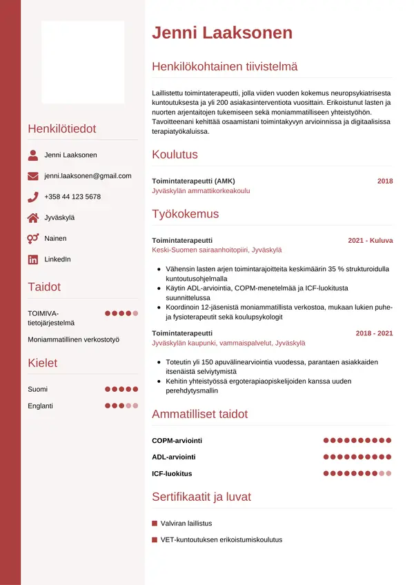 CV-pohja — Tyyli 10