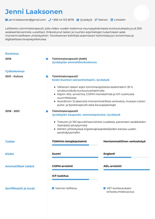 CV-pohja — Tyyli 2
