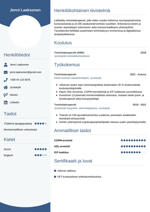 CV-pohja — Tyyli 4