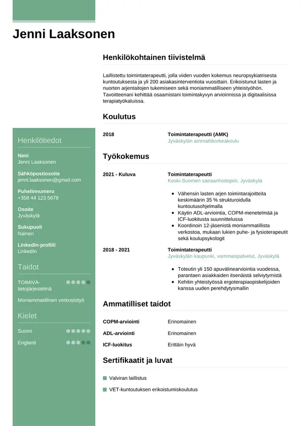 CV-pohja — Tyyli 8