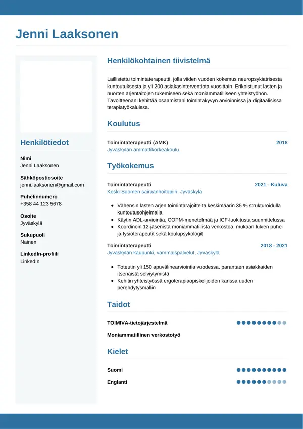 CV-pohja — Tyyli 9