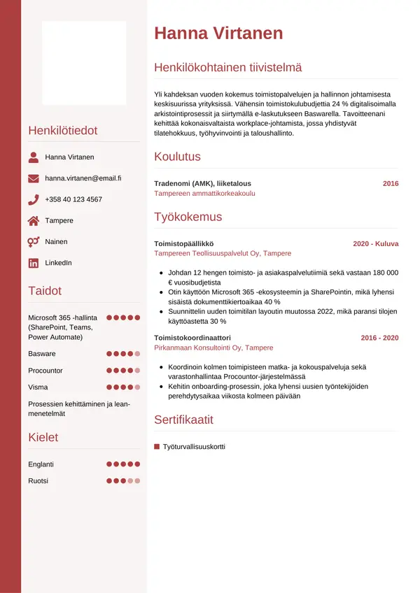 CV-pohja — Tyyli 10