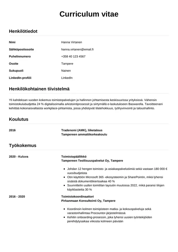 CV-pohja — Tyyli 12