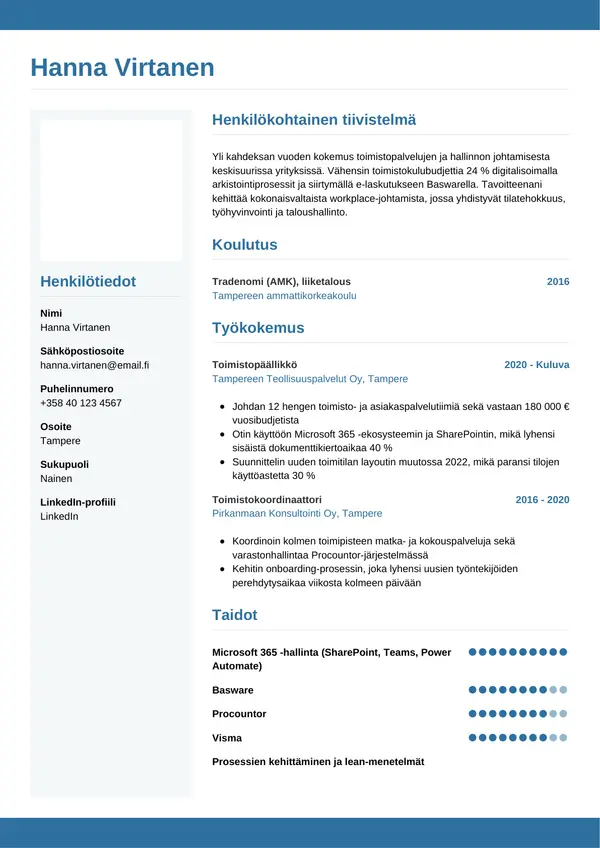 CV-pohja — Tyyli 9