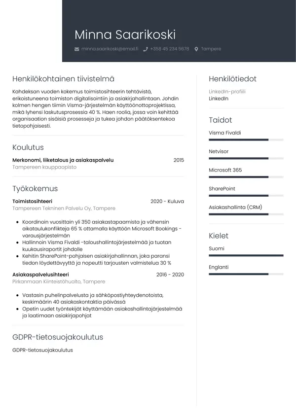 CV-pohja — Tyyli 1