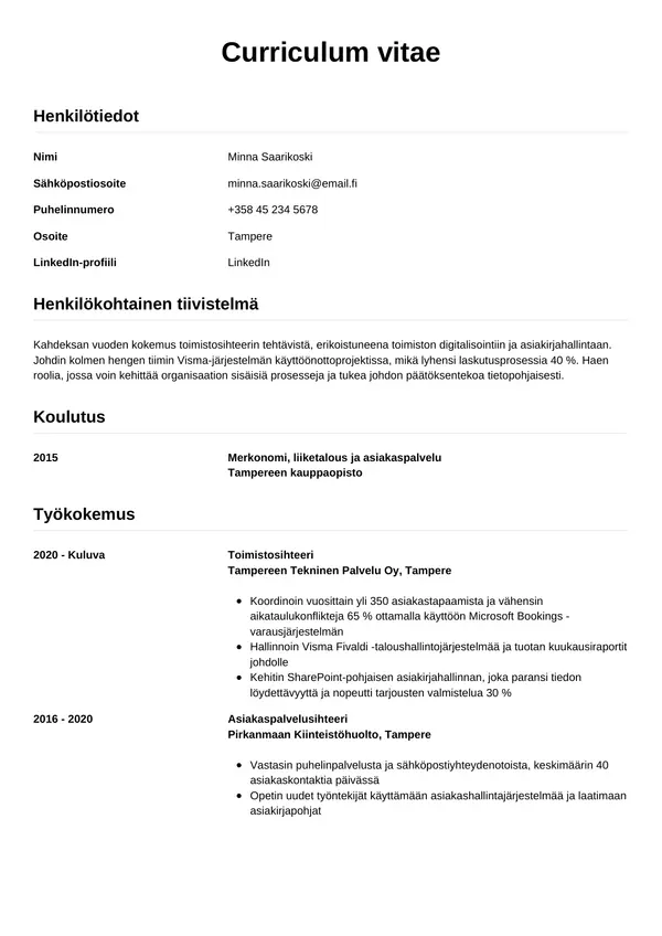 CV-pohja — Tyyli 12