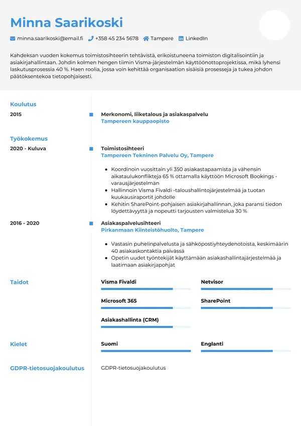 CV-pohja — Tyyli 2