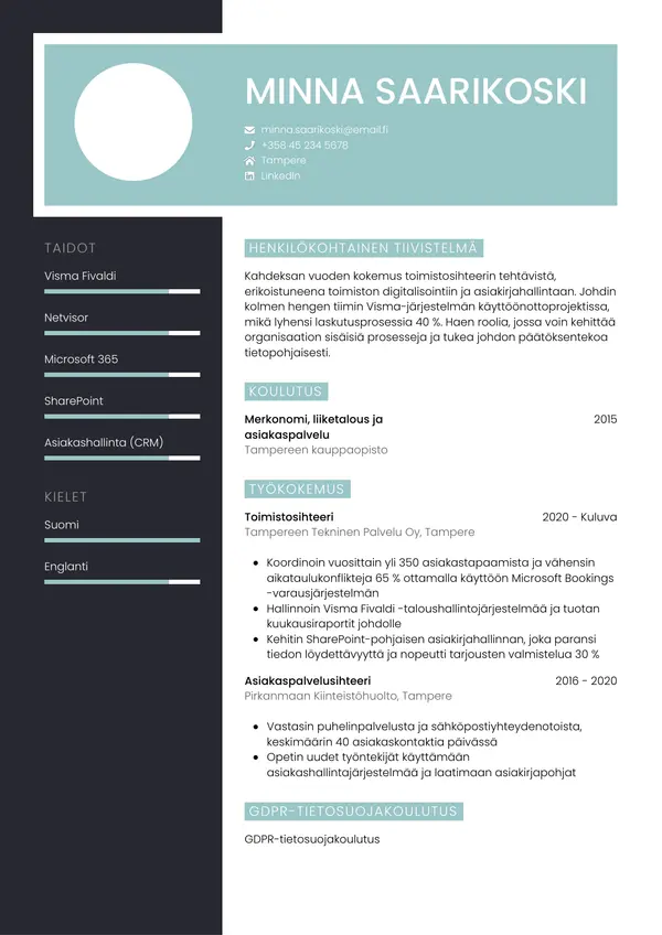 CV-pohja — Tyyli 3