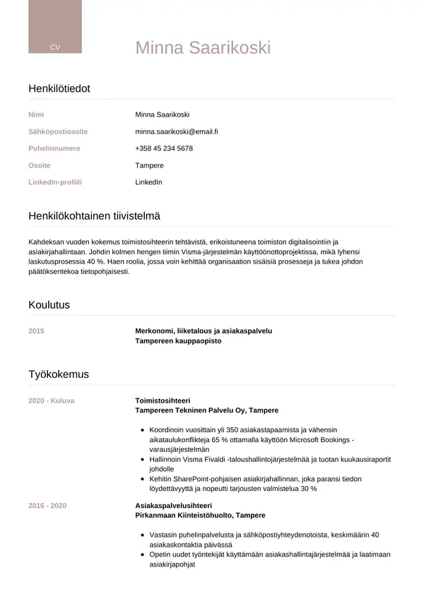 CV-pohja — Tyyli 6