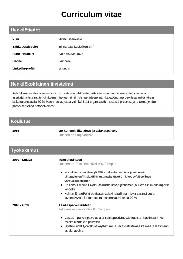 CV-pohja — Tyyli 7