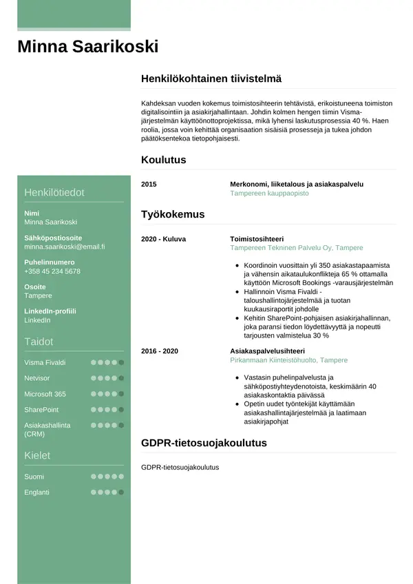 CV-pohja — Tyyli 8