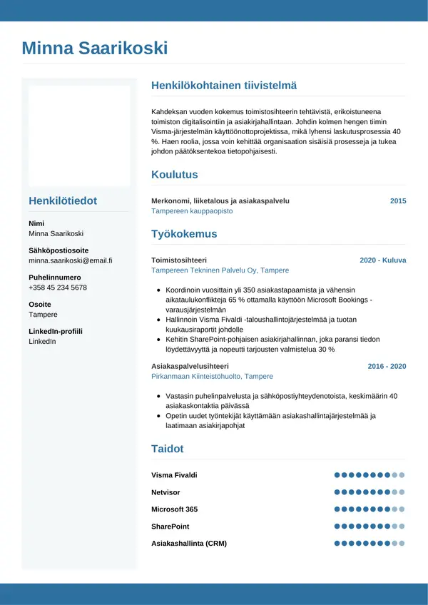 CV-pohja — Tyyli 9