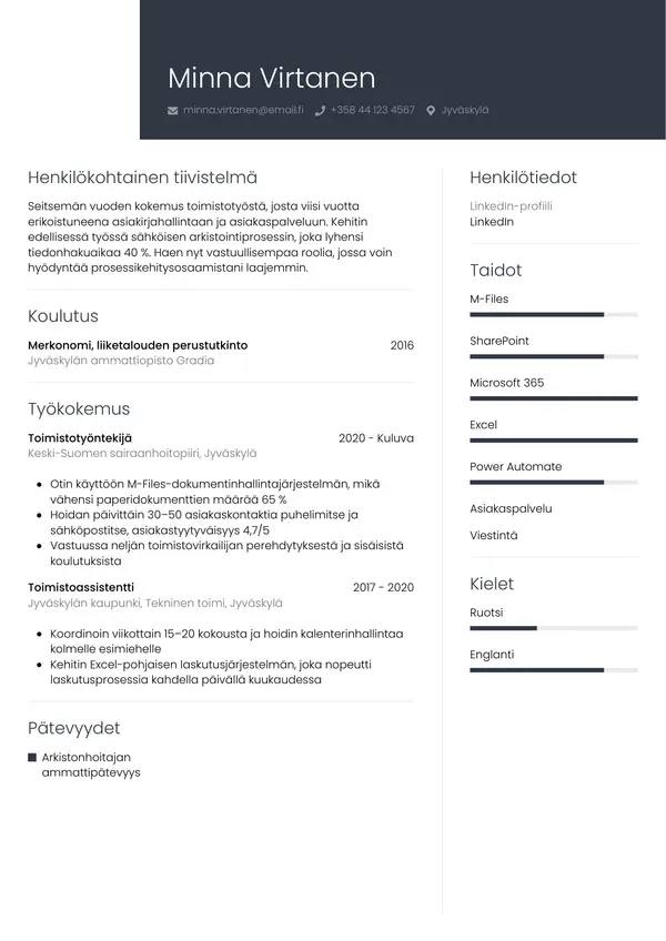 CV-pohja — Tyyli 1