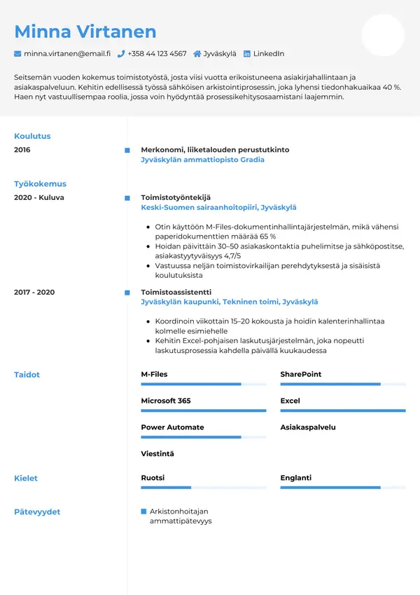 CV-pohja — Tyyli 2