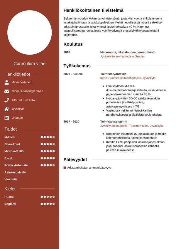 CV-pohja — Tyyli 5