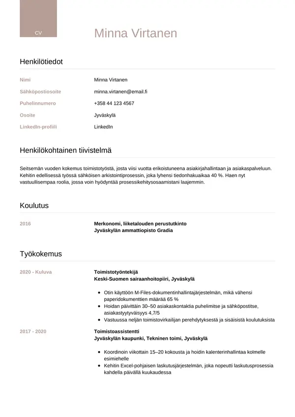 CV-pohja — Tyyli 6