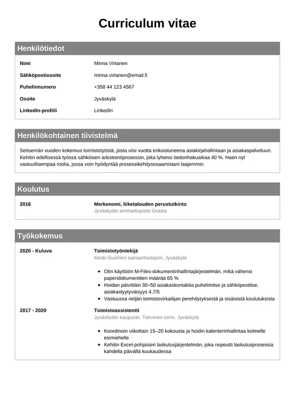 CV-pohja — Tyyli 7