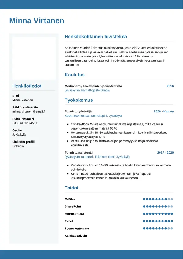 CV-pohja — Tyyli 9