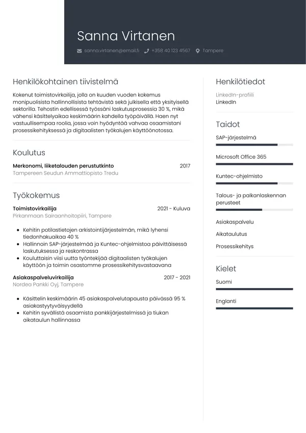 CV-pohja — Tyyli 1