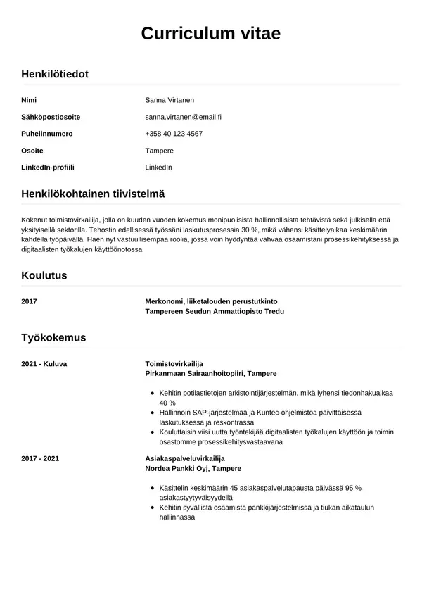 CV-pohja — Tyyli 12