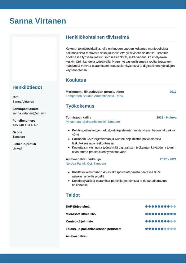 CV-pohja — Tyyli 9