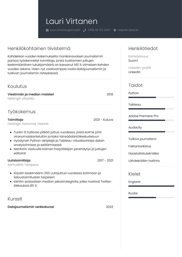 CV-pohja — Tyyli 1