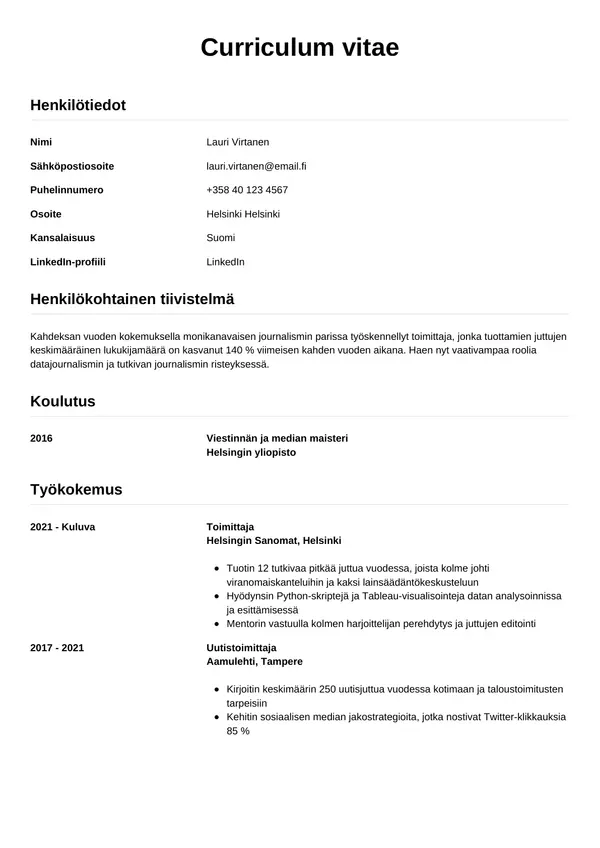 CV-pohja — Tyyli 12